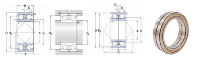FSKG 305272 DB Rolling Mill Bearings Double Row Angular Contact Ball Bearings Shaft ID 220mm ขนาดของกระบอกที่ใช้ในการเคลื่อนย้าย 4